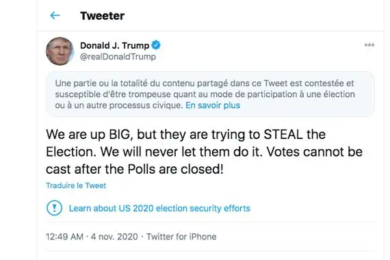 Facebook et Twitter en alerte face aux proclamations de Trump