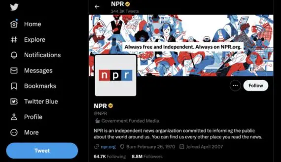 Twitter change à nouveau l’étiquette de la radio américaine NPR